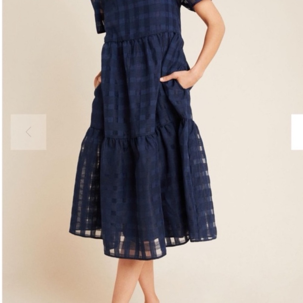 Anthropologie short sleeve Navy midi dress NWT Ari+ All